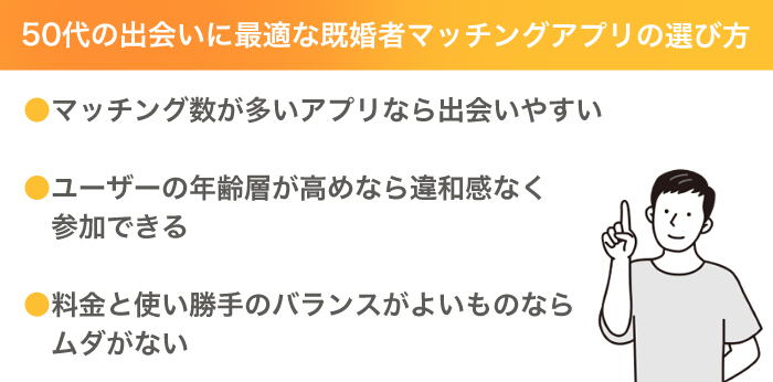 50代の出会いに最適な既婚者マッチングアプリの選び方